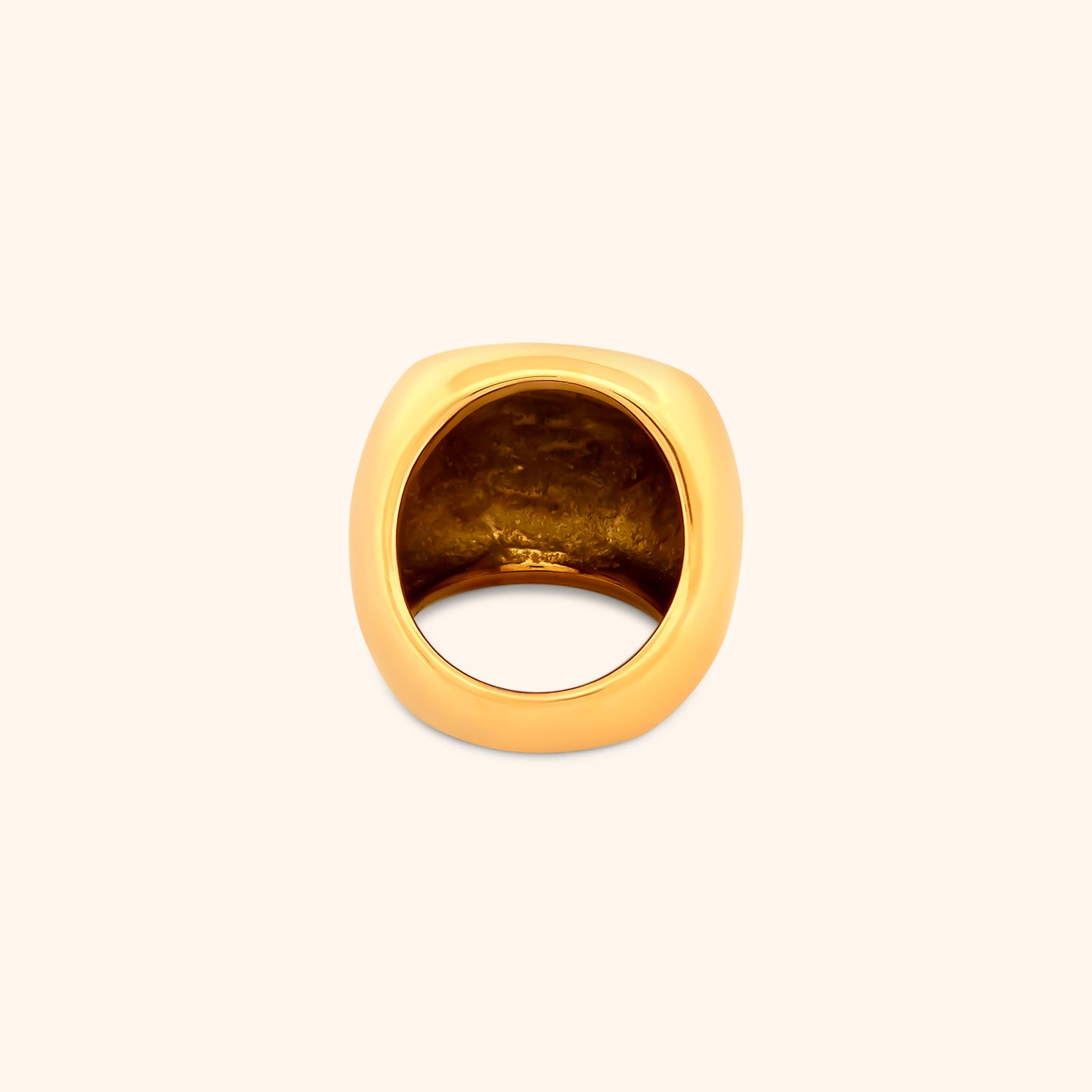 Rear view of the Zenith Ring, highlighting the dome shape and the thickness of the gold band.