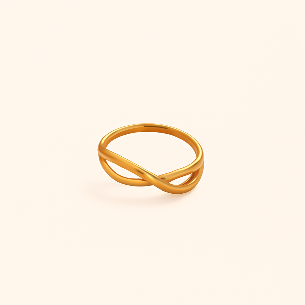 18k gold twisted band ring in waterproof stainless steel