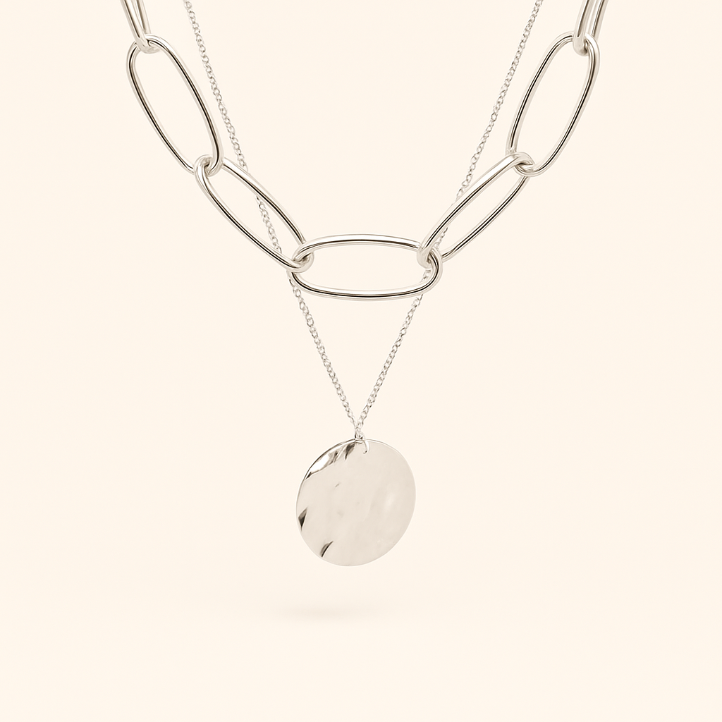 Element Chain Necklace in polished stainless steel with bold oval links