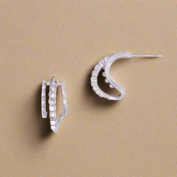 Elegant Crystal Crescent Hoop Earrings