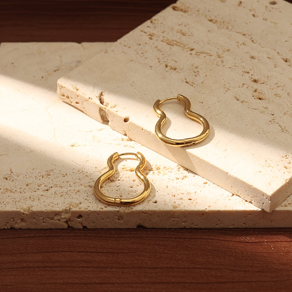 Gold Squiggle Huggie Earrings