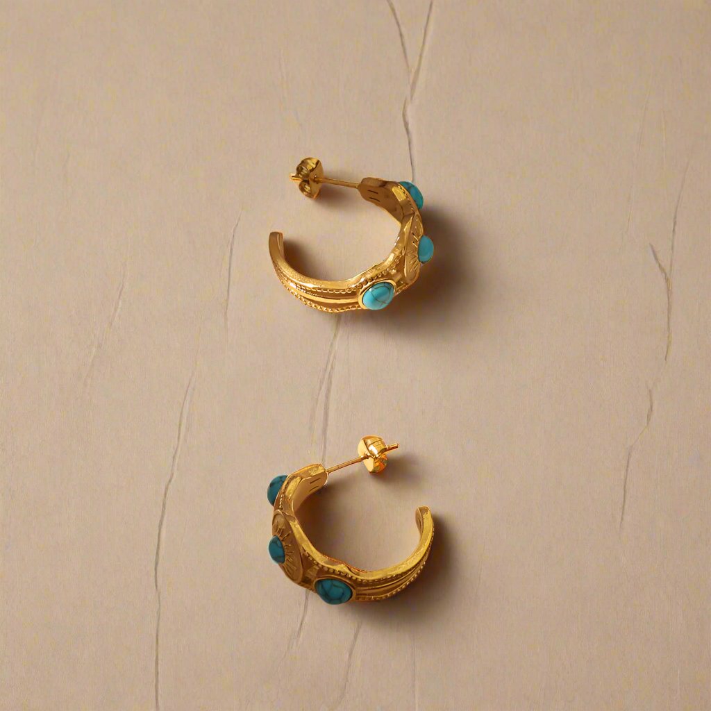 Triple Turquoise Hoop Earrings