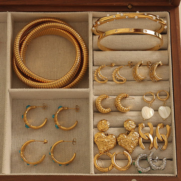 Sleek Coil Gold Bracelet Set