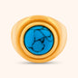 Close-up of the Morocco Ring, showcasing its striking blue turquoise dome centerpiece and smooth, polished surface.
