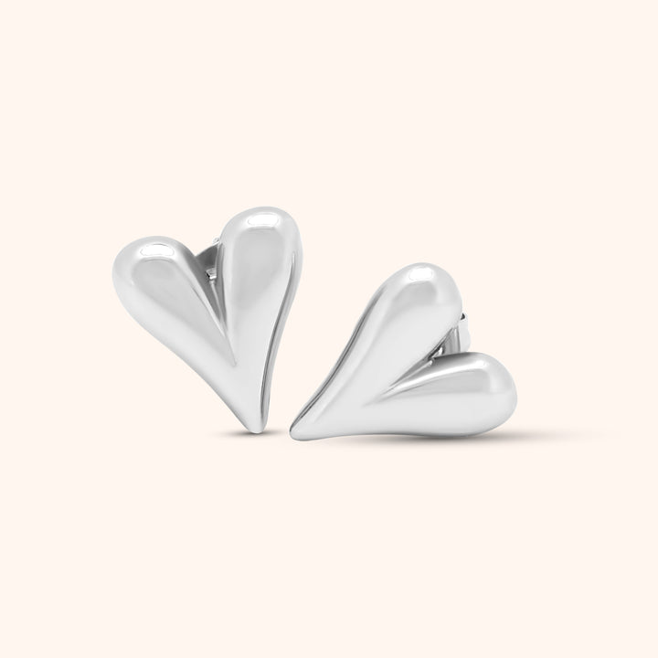 Modern Gold Heart Stud Earrings