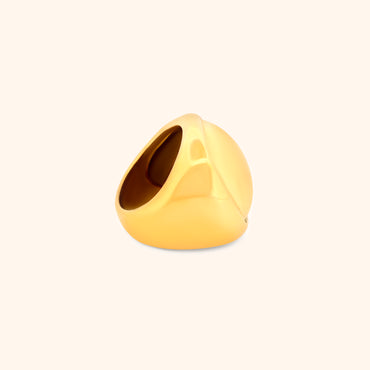 Side view of the Zenith Ring, highlighting the dome shape and the thickness of the gold band.