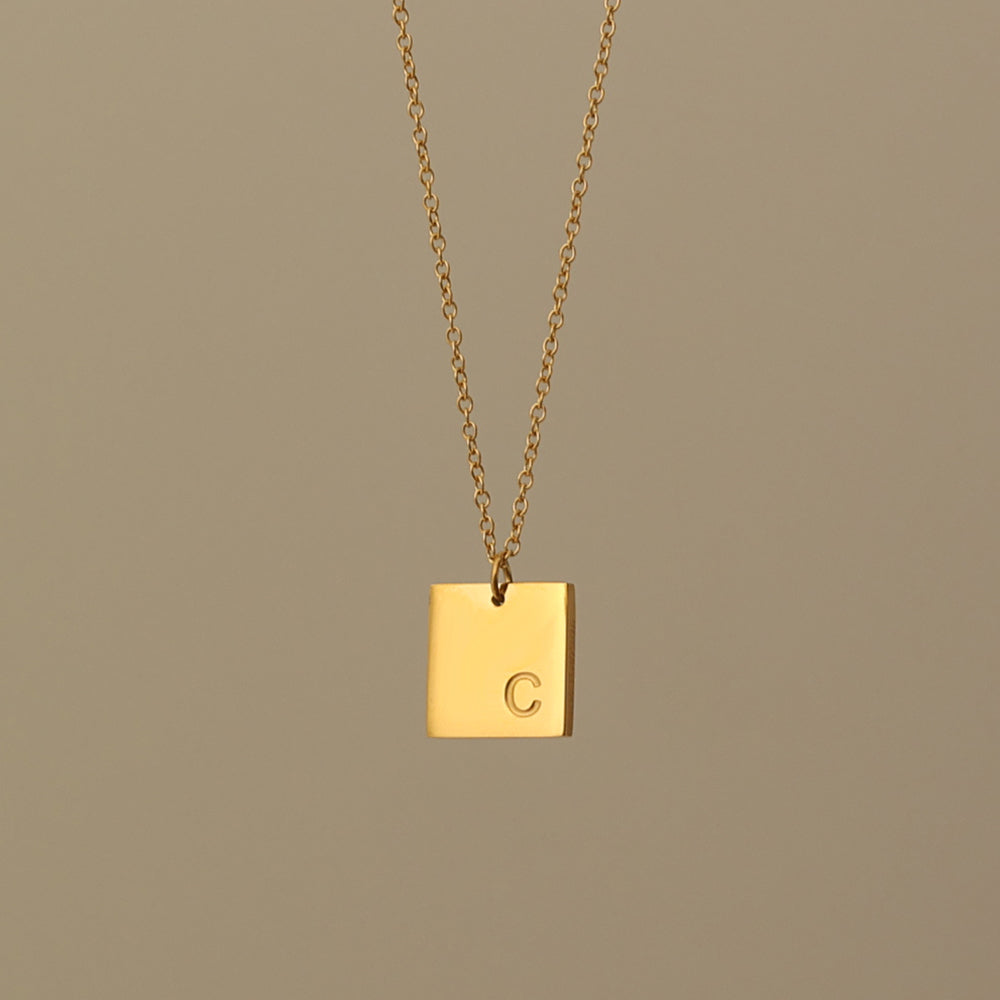 Personalized Square Initial Pendant Necklace