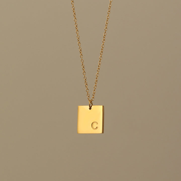 Personalized Square Initial Pendant Necklace