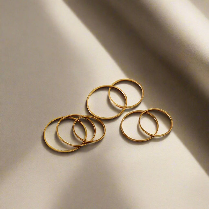 Stackable Thin Band Rings - Minimalist Set of 7