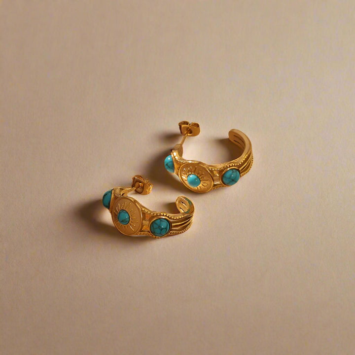 Triple Turquoise Hoop Earrings