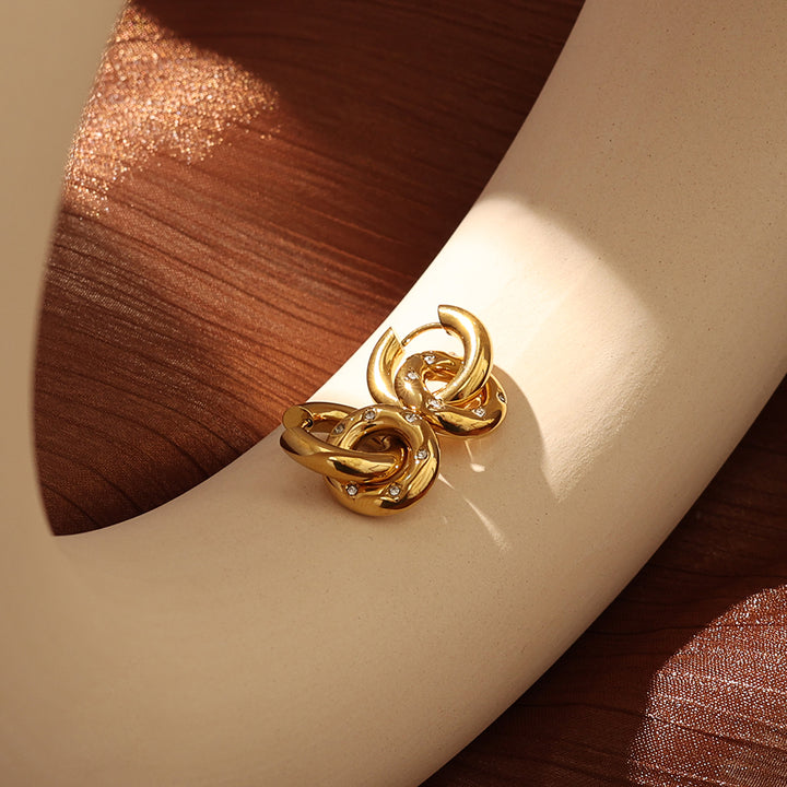 Knot Gold-Tone Earrings with Crystal Accents