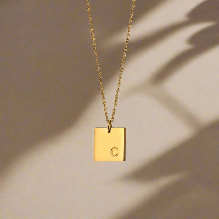 Personalized Square Initial Pendant Necklace