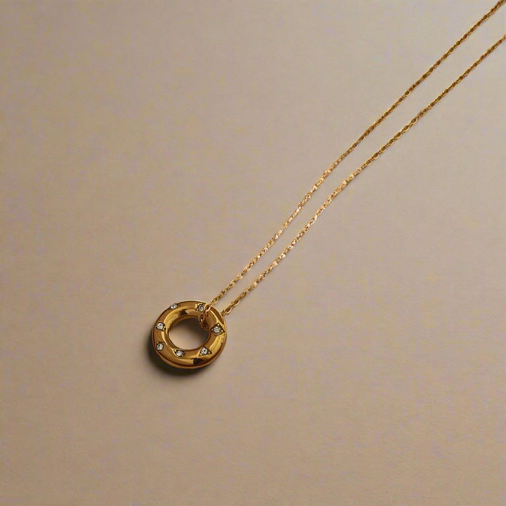 Circle CZ Pendant Necklace