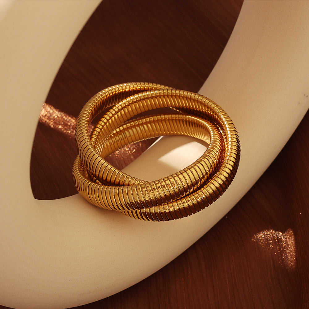 Sleek Coil Gold Bracelet Set