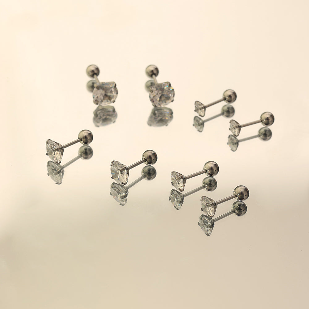 24/7 Ball-Back CZ Stud Earrings