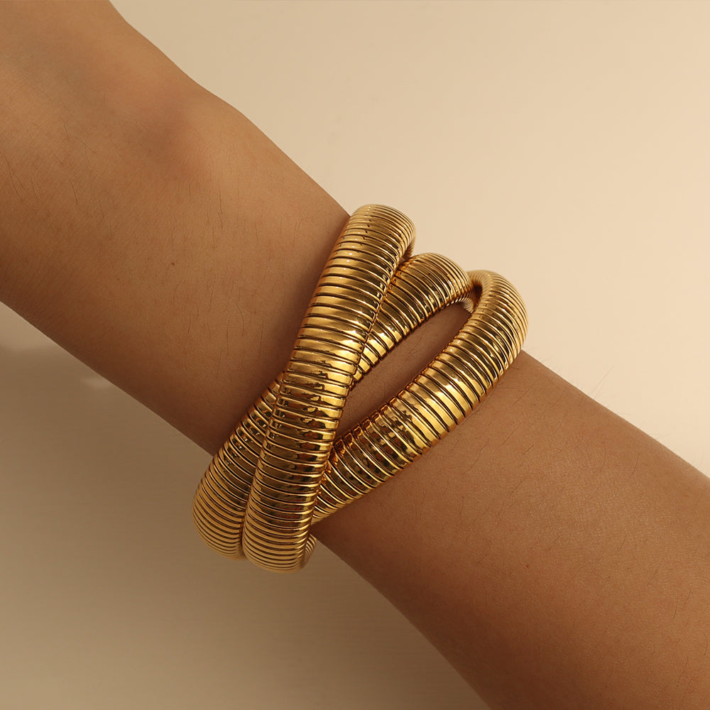 Sleek Coil Gold Bracelet Set