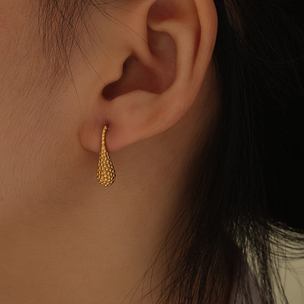 Textured Teardrop Gold Dangle Earrings