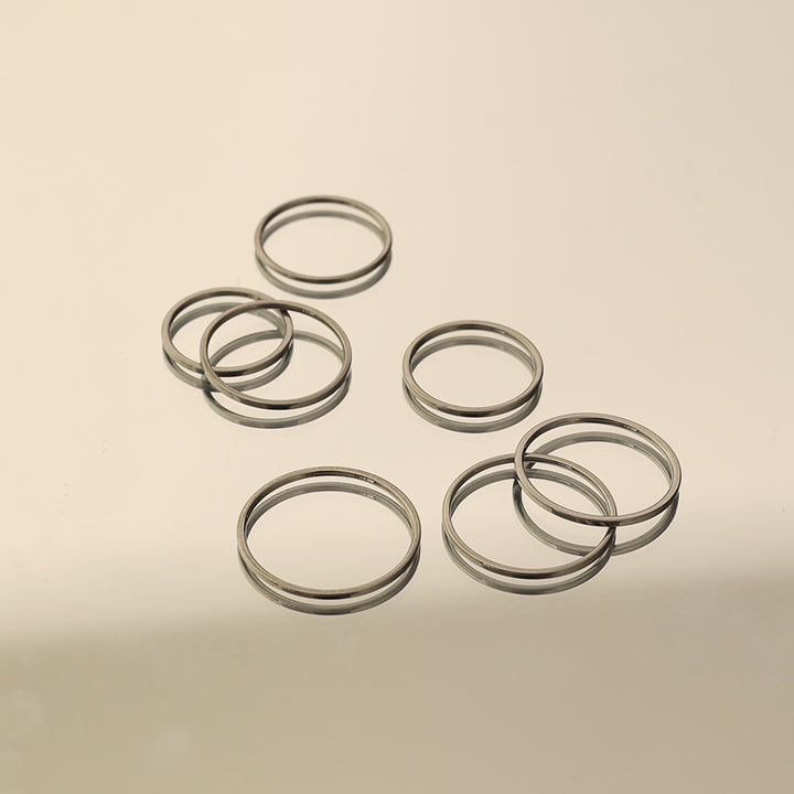 Stackable Thin Band Rings - Minimalist Set of 7