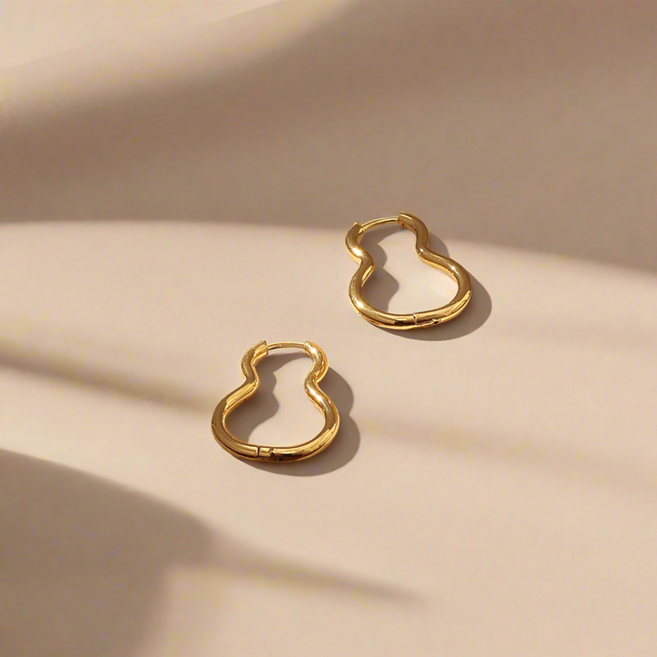 Gold Squiggle Huggie Earrings