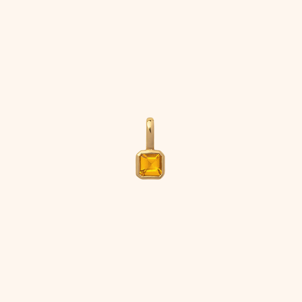 Yellow: 18k gold charm with square yellow crystal