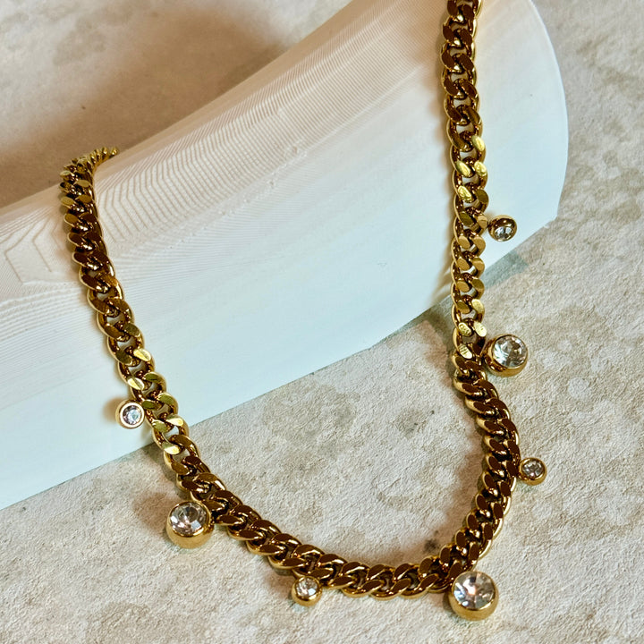 Cubic Zirconia Accented Cuban Link Necklace