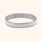 Silver 9mm stretch bracelet in 18k gold and stainless steel with ribbed design
