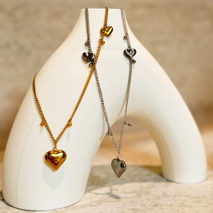 Delicate Symmetrical Heart Charm Necklace