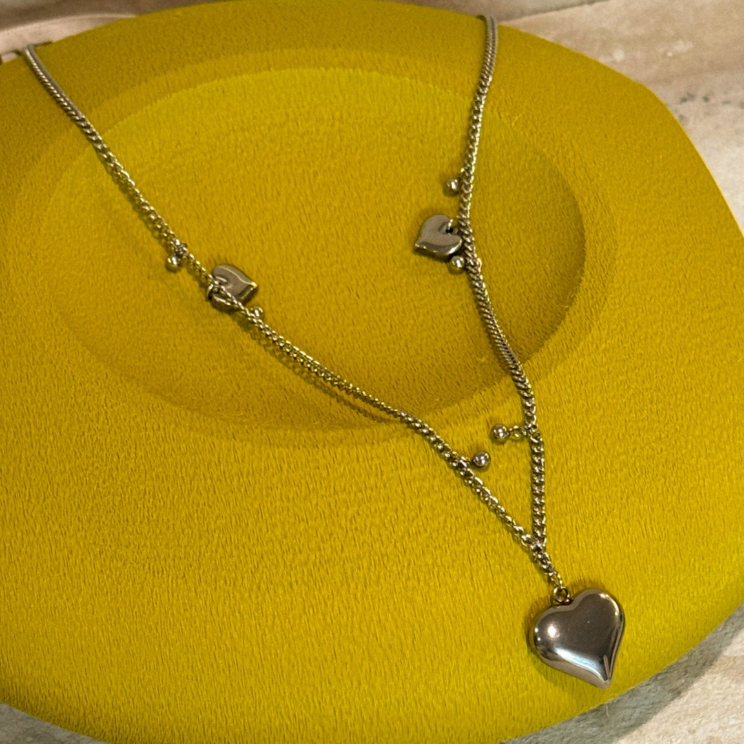 Delicate Symmetrical Heart Charm Necklace