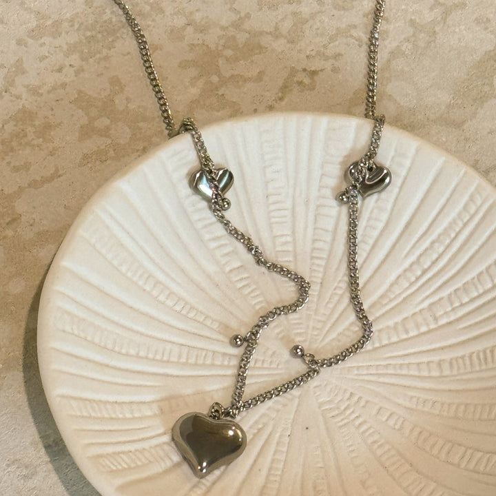 Delicate Symmetrical Heart Charm Necklace