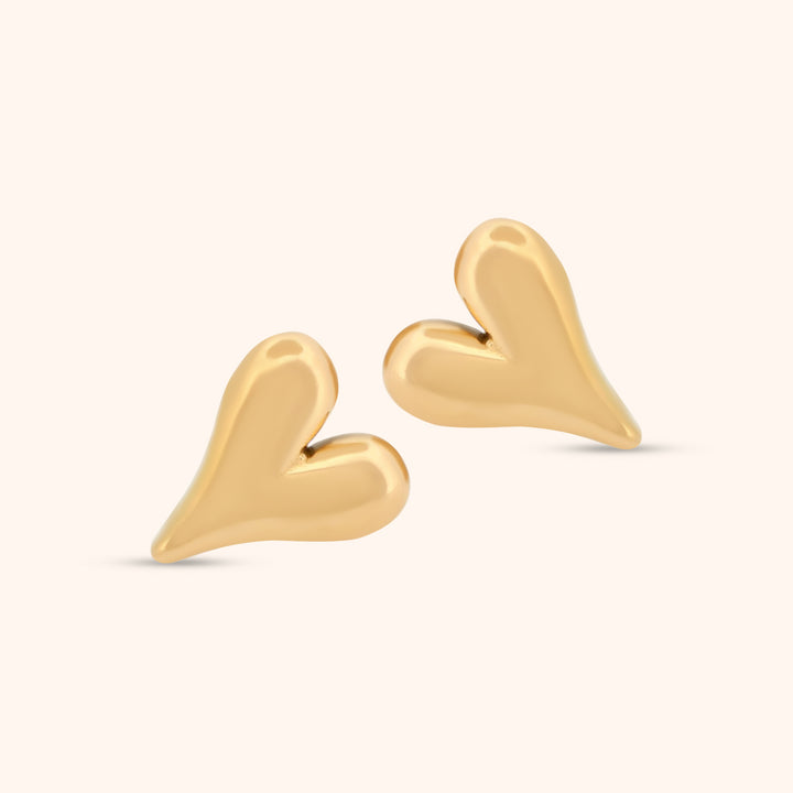 Modern Gold Heart Stud Earrings