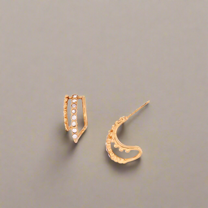 Elegant Crystal Crescent Hoop Earrings