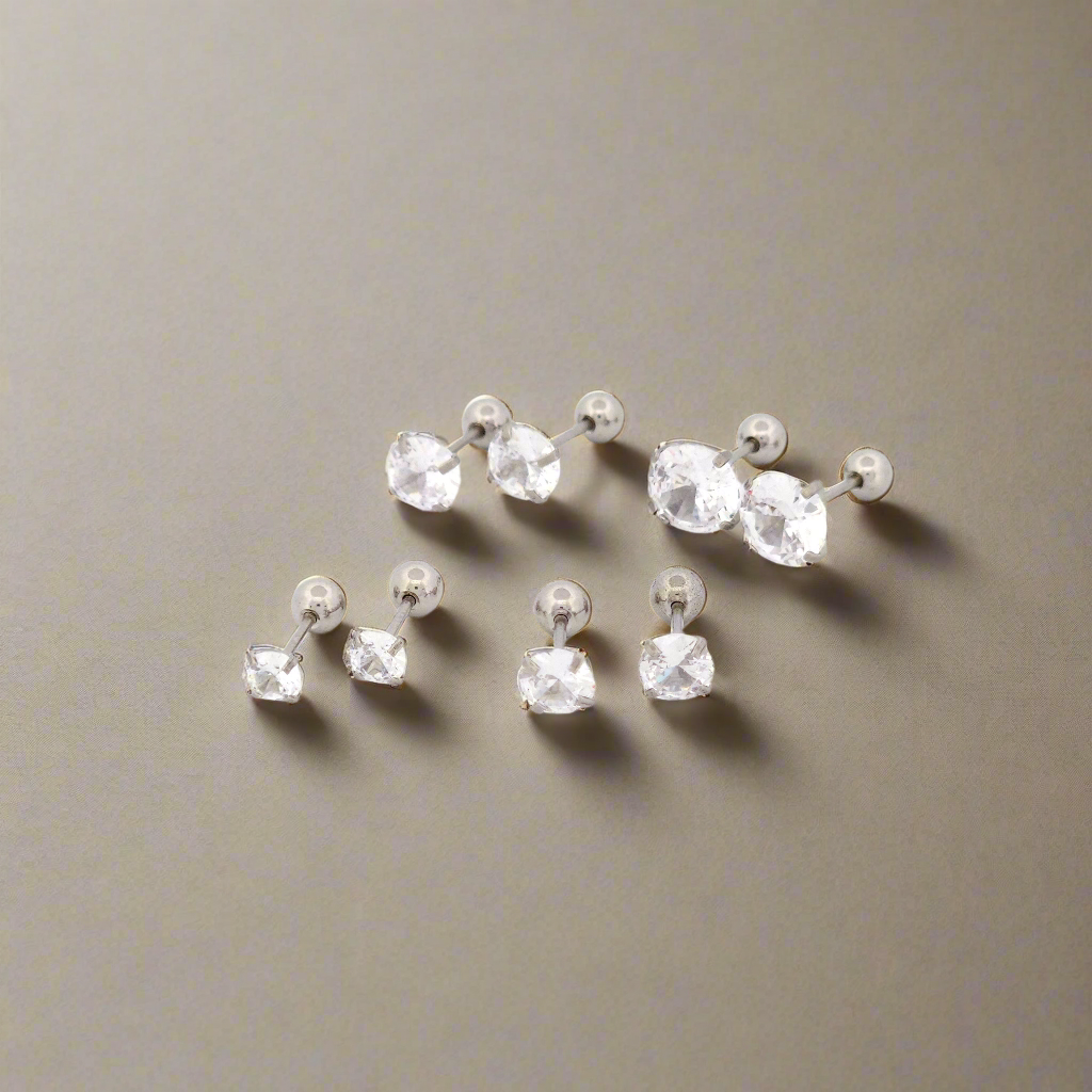 24/7 Ball-Back CZ Stud Earrings