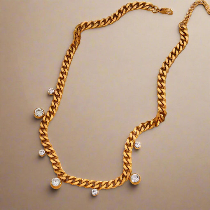 Cubic Zirconia Accented Cuban Link Necklace