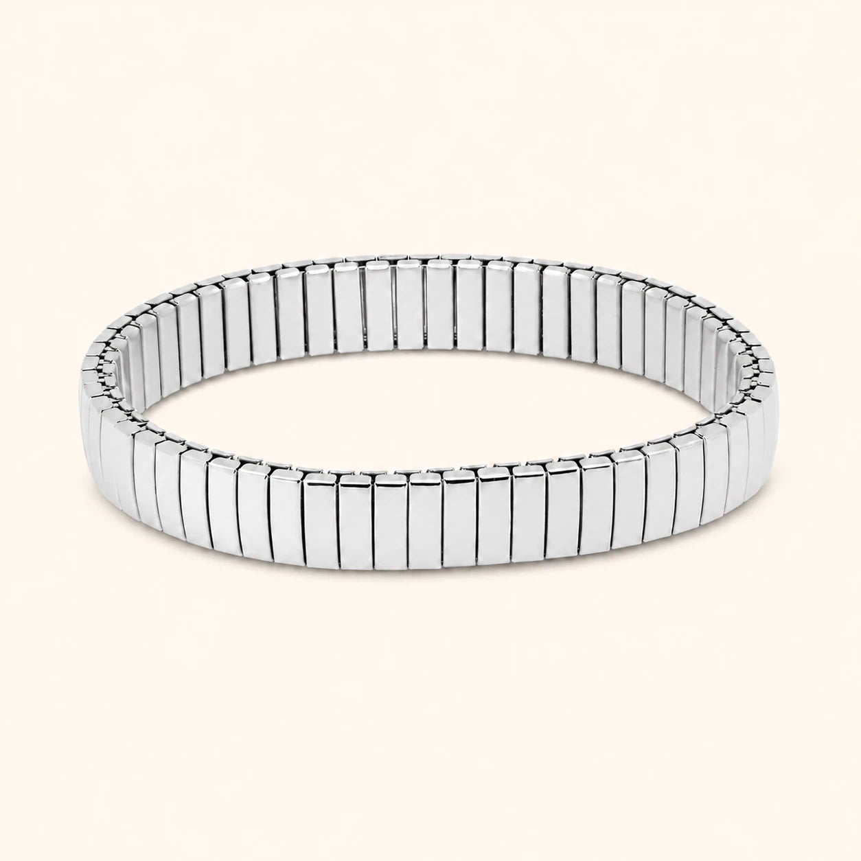 Silver bracelet with a white background