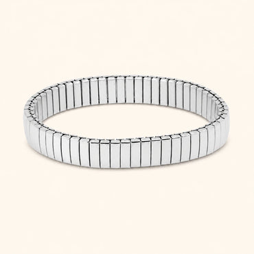 Silver bracelet with a white background